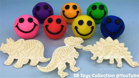 Play Doh Smiley Face with Dinosaur Fossil Stampers Fun and Creative for Kids | Dinosaur play ...