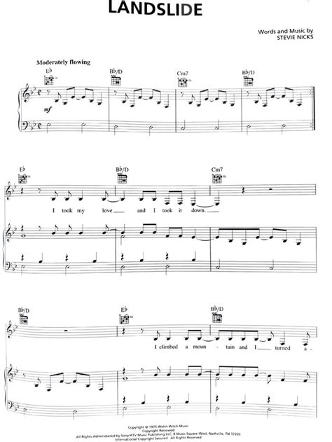 Landslide free sheet music by Stevie Nicks | Pianoshelf