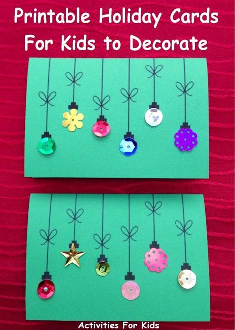 Holiday Ornament Cards for Kids to Print and Decorate | Preschool christmas, Printable holiday ...