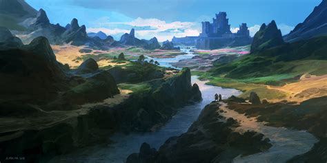 Download Castle River Fantasy Landscape Wallpaper by Andreas Rocha