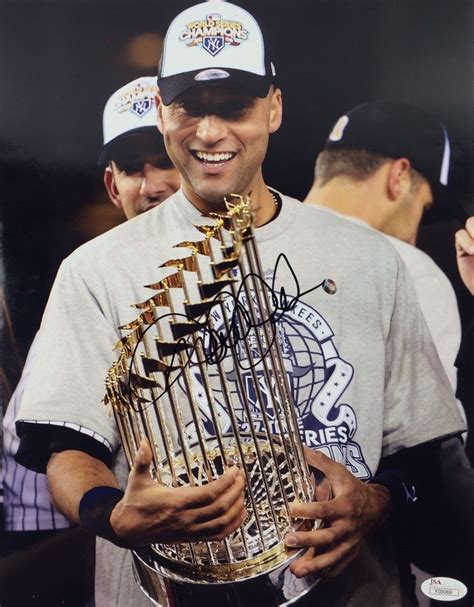 Lot Detail - Derek Jeter Superb Signed 11" x 14" Color Photo with World ...