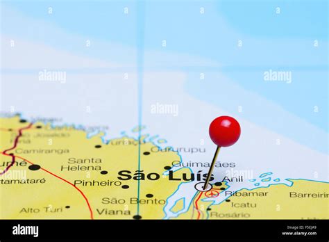 Sao Luis pinned on a map of Brazil Stock Photo - Alamy