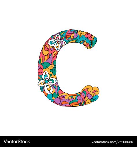 Colorful ornamental alphabet letter c font Vector Image