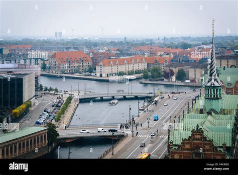 View from the Christiansborg Palace tower, in Copenhagen, Denmark Stock ...