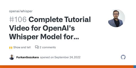 Complete Tutorial Video for OpenAI's Whisper Model for Windows Users · openai whisper ...