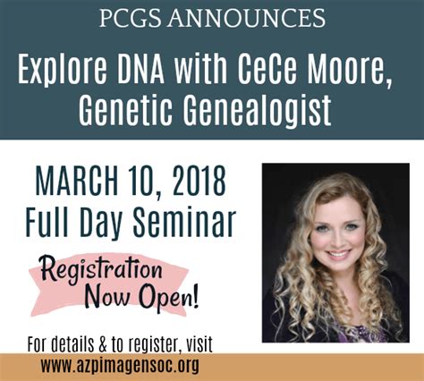 Explore DNA with CeCe Moore – Pima County Genealogy Society