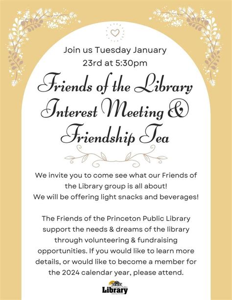 Friends of the Princeton Public Library Tea, Princeton Public Library ...