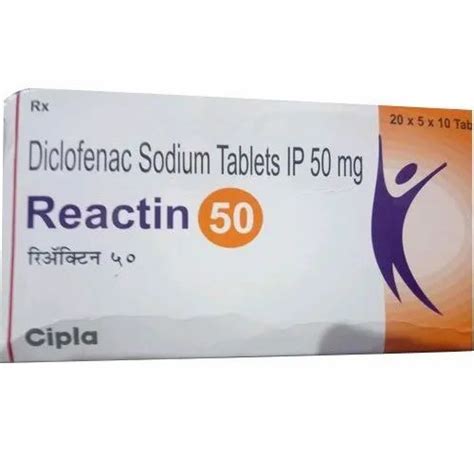 Reactin Diclofenac Tablets, Cipla Ltd, Prescription, Rs 21/strip | ID ...