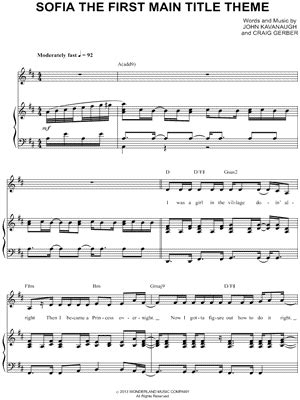 "Sofia the First Main Title Theme" from 'Sofia the First' Sheet Music in D Major (transposable ...