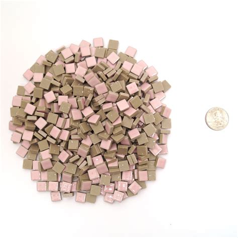 3/8" Pink Ceramic Tile - 1 Lb | Stone Delphi Glass