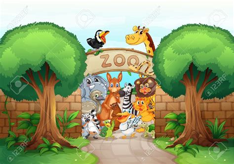 illustration of a zoo and animals in a beautiful nature | Free art prints, Kids room art prints ...