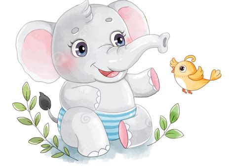 Elephant Watercolor Cartoon, Elephant, Watercolor, Cute Elephant PNG ...