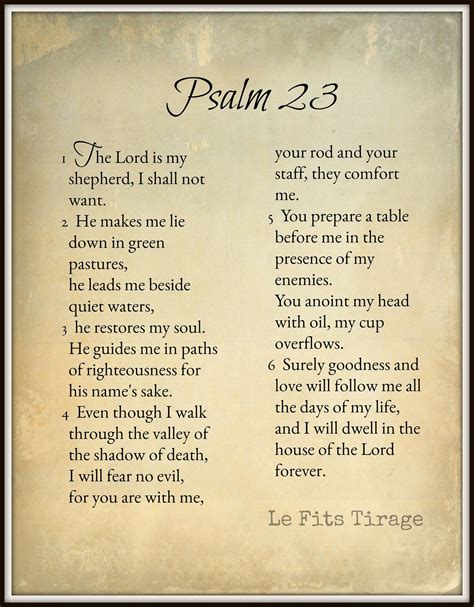 The Lord Is My Shepherd Prayer Printable