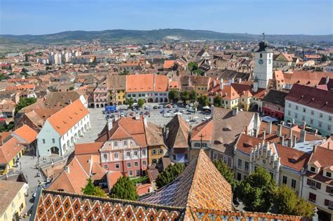 Sibiu Romania City Center Old Town Buildings Roof Beautiful View Stock ...