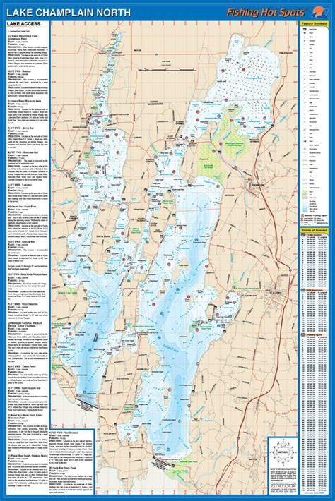 Champlain-North Fishing Map, Lake (Quebec waters to South Hero)