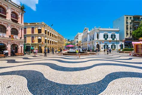 China, Macau - September 6 2018 - Beautiful Old Architecture Building Around Senado Square in ...