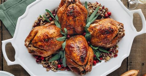 Cornish Hens with Apple-Cranberry Rice Stuffing - Striped Spatula