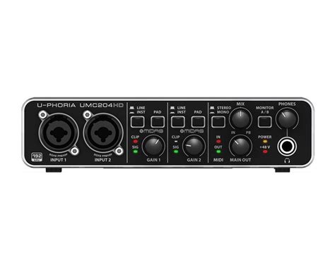 Behringer U-PHORIA UMC204HD USB 2.0 Audio Interface w/ 48V Phantom ...