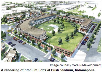 A rendering of Stadium Lofts at Bush Stadium, Indianapolis. Image ...