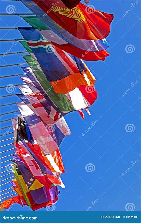 Flags of Different Countries of Europe, Asia and the USA Flutter Stock ...