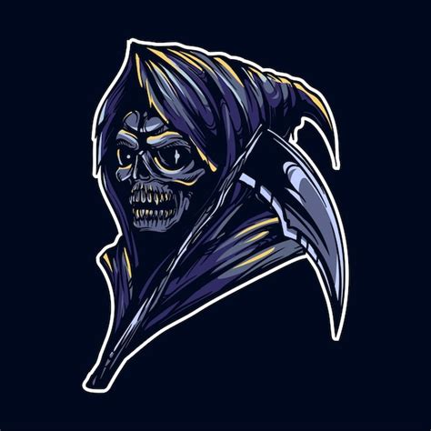 Premium Vector | Skull grim reaper head illustration