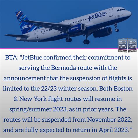 BTA Clarifies JetBlue Flight Announcement - Bernews