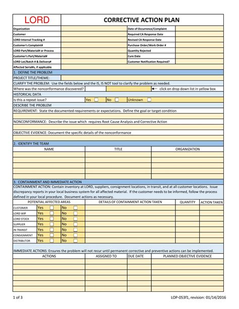 Printable Corrective Action Plan Template - Printables Template Free