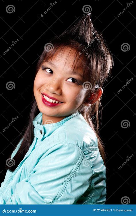 Asian Girl With A Tuft Of Hair On His Head Stock Image - Image: 21492951