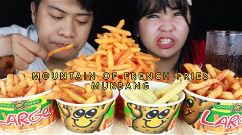 MOUNTAIN OF FRENCH FRIES MUKBANG | POTATO CORNER SOUR CREAM, CHILI BBQ ...