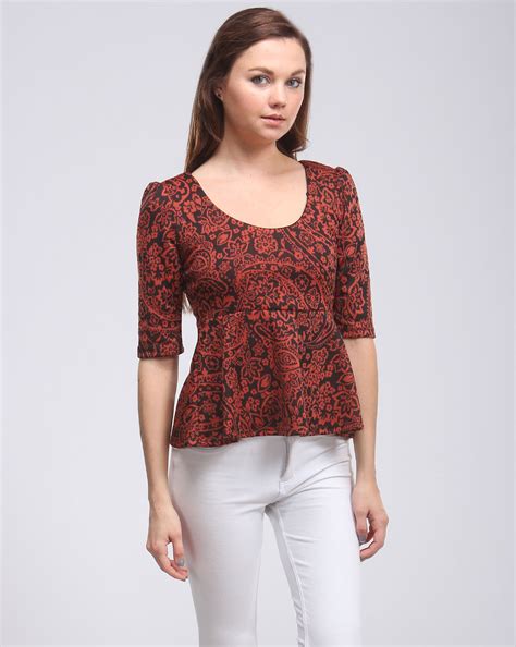 Women's Floral Paisley Print Peplum Top