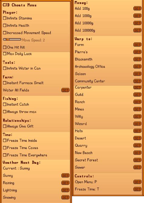 Stardew Valley Mod–CJB’s In-Game Cheat Menu – Brian.Carnell.Com