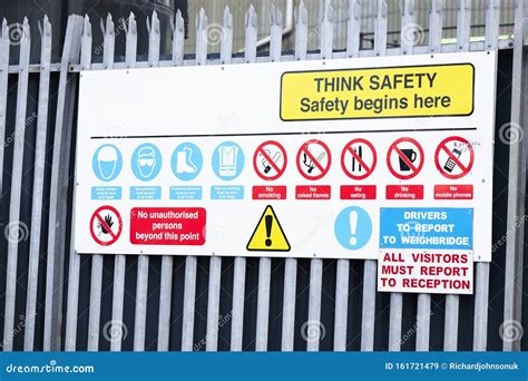 Think Safety Sign Board at Construction Building Site Entrance Stock ...