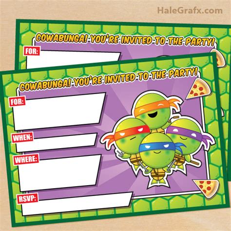 FREE Printable TMNT Ninja Turtle Birthday Invitation