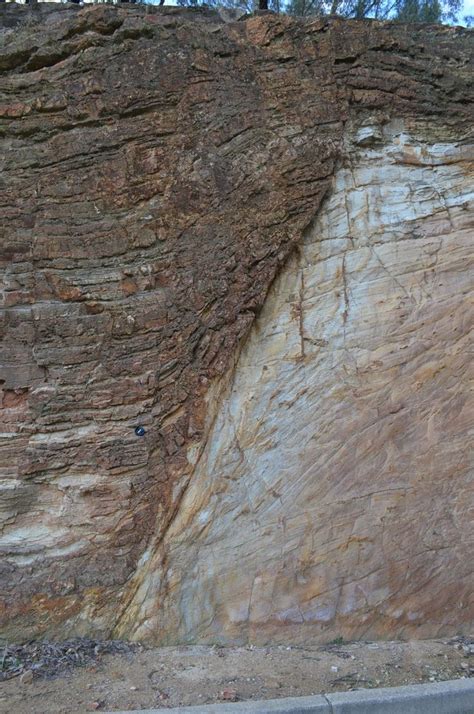 Faulted shales and sandstones at Capital Hill unconformity, Canberra ...