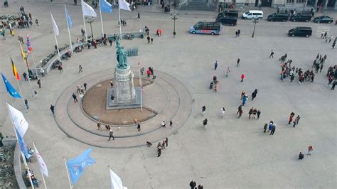 Bird's eye view of crowded square in old city. Stock Footage,#view# ...