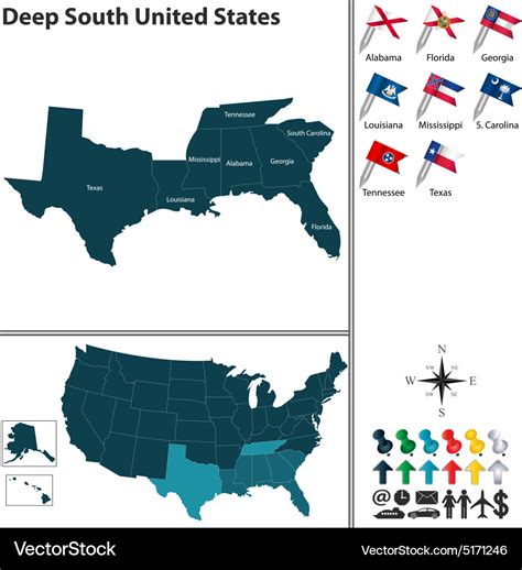 Deep South Map With Labels