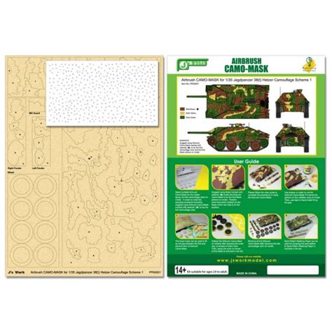 Airbrush Camo-Mask for 1/35 Jagdpanzer 38(t) Hetzer Camouflage Scheme 1 (#JS-PPA5001) - BNA ...