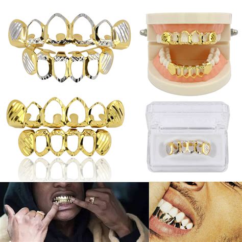 24k Gold Teeth Grill Plated Mouth Grills Bling Hip Hop Top Bottom Grill ...