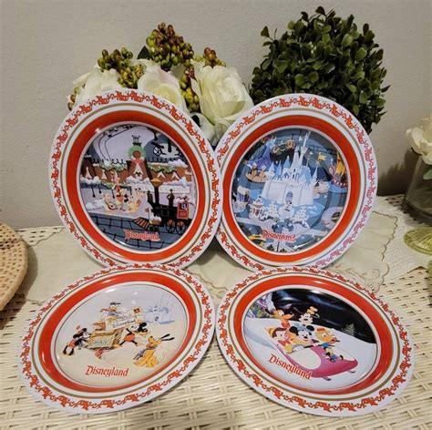 Vintage Disney Plates With Tin Box Disney Village Christmas - Etsy