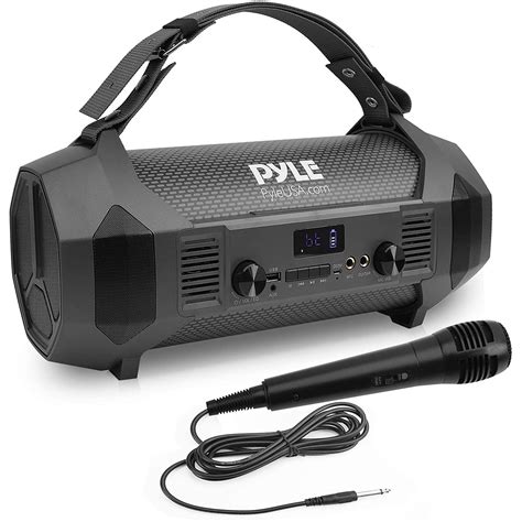 Pyle PBMSPG122 Bluetooth Boombox Karaoke Speaker System with Handheld ...