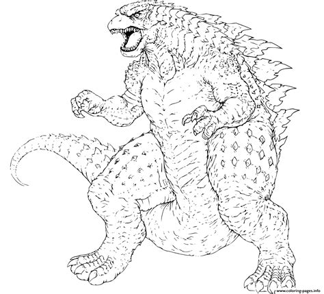 Godzilla Gojira Japanese Words Coloring page Printable