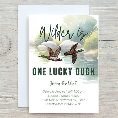 EDITABLE One Lucky Duck Birthday Invite 3rd, Duck First Birthday, Boy ...