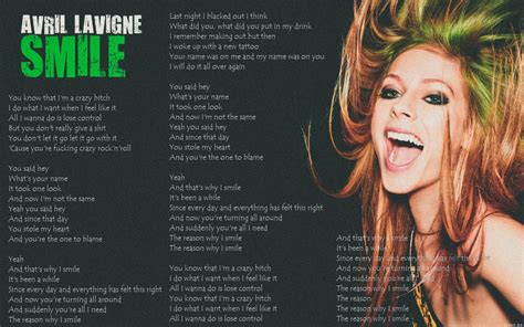 Smile - Avril Lavigne lyrics by diygy on DeviantArt