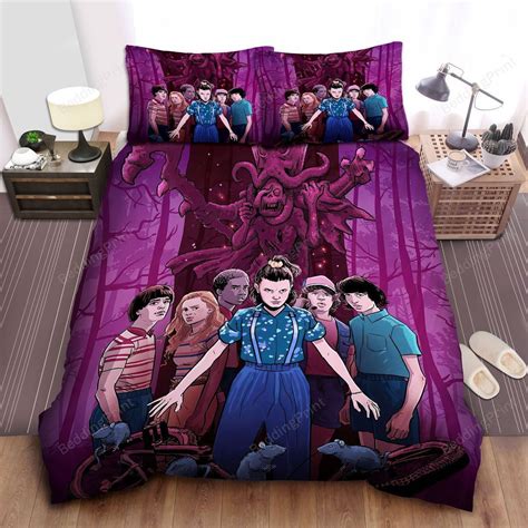 Stranger Things Eleven Protecting Her Friends Illustration Bed Sheets ...