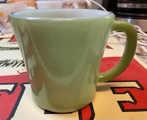VINTAGE AVOCADO GREEN Glasbake Milk Glass Coffee Mug Cup $6.50 - PicClick