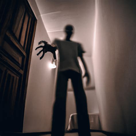 surreal creepy dark room with tall shadowy disfigured figure aggressively looking at you, first ...