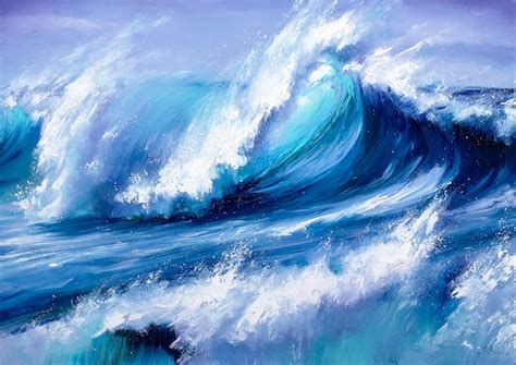 Ocean Wave Art Painting Original Art Waves Crashing Seascape | Etsy