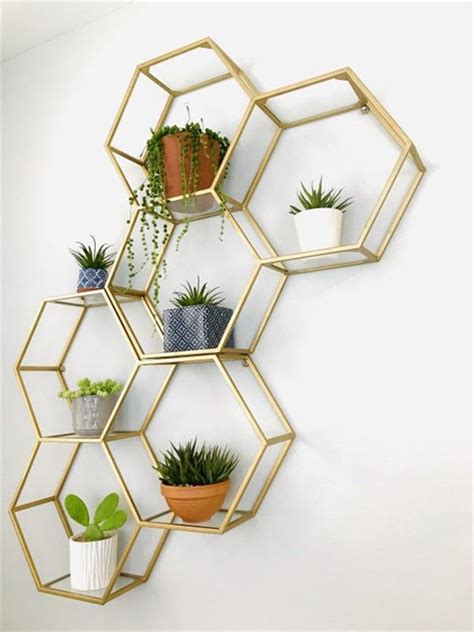 Honeycomb Wall Shelf Ideas | Gold bedroom decor, Wall decor bedroom ...