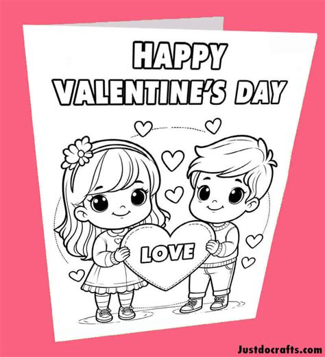 Valentine’s Day Cards to Color. Free printable - Just Do Crafts