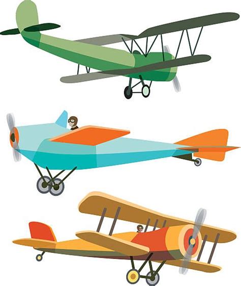 Set of Retro Airplanes vector art illustration | Airplane illustration ...